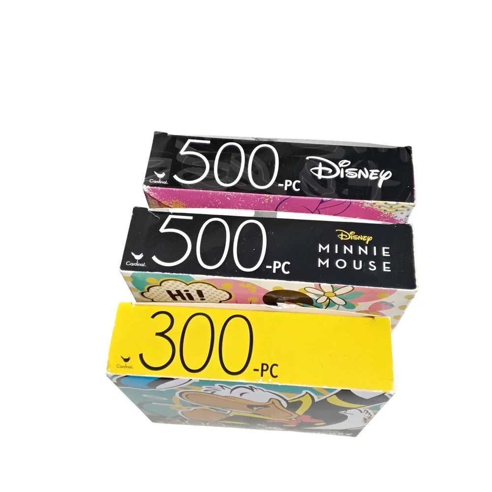 Disney Cardinal Mickey Minnie Donald Duck Jigsaw Puzzle Set 300-500 Piece 3 Pack